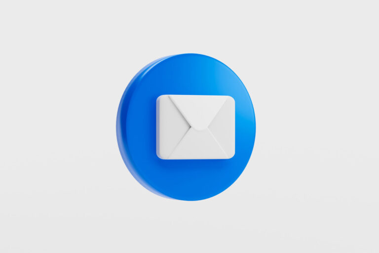 Blue envelope mail or email notification button icon inbox sign